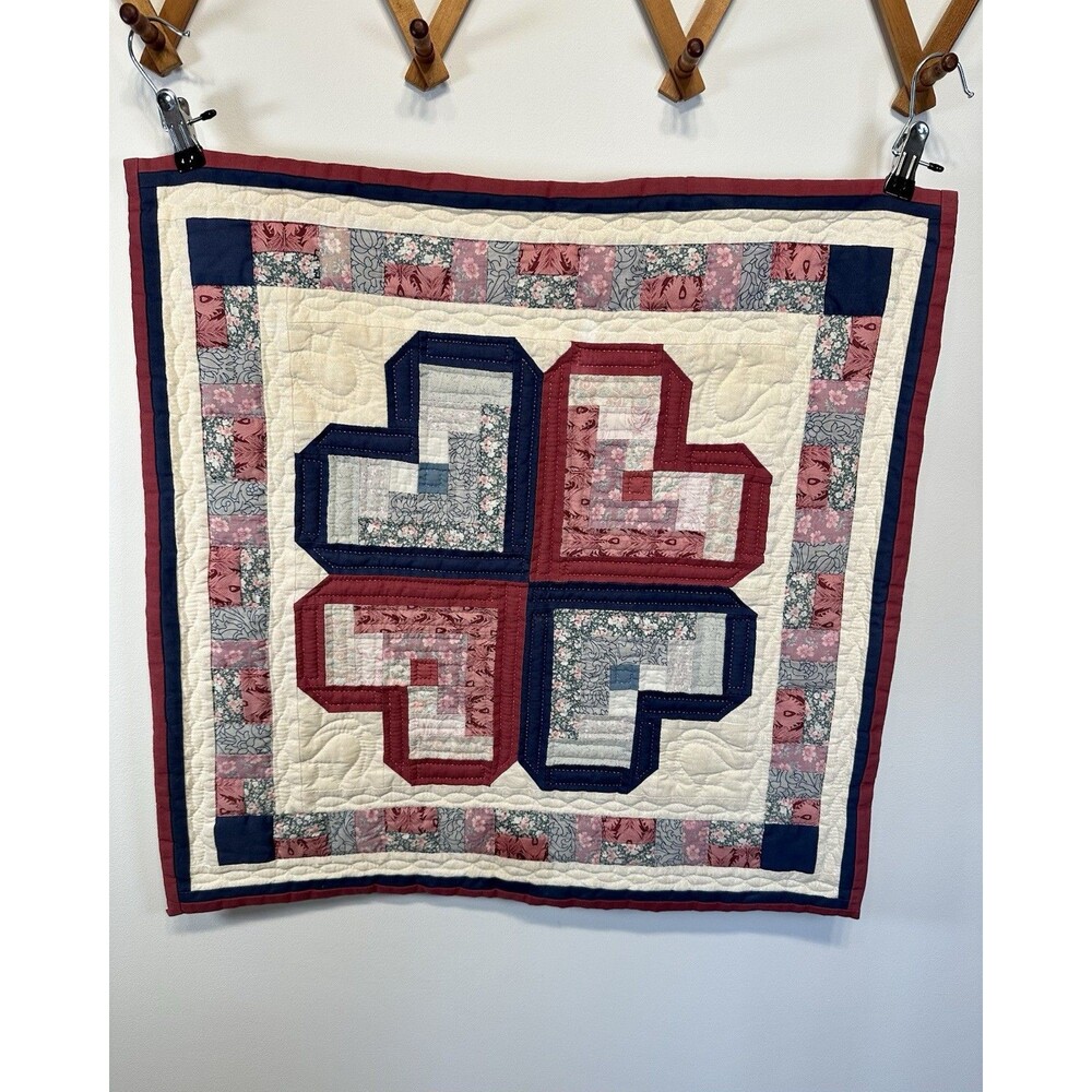Vintage 90s Handmade Heart to Heart Quilt Wall Hanging - Quilted Textile